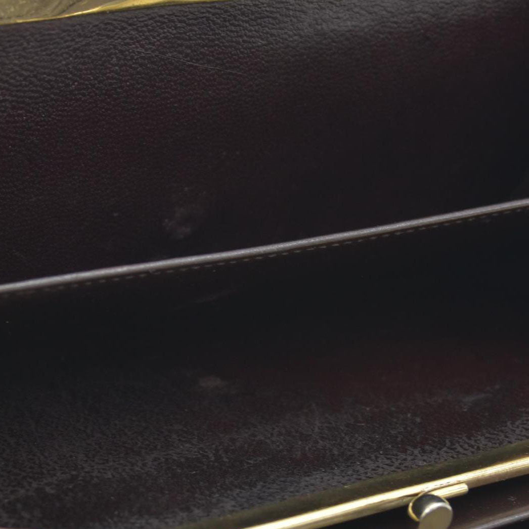 $990 Celine Vintage Bifold Kiss Lock Wallet Brown CONSIGNMENT