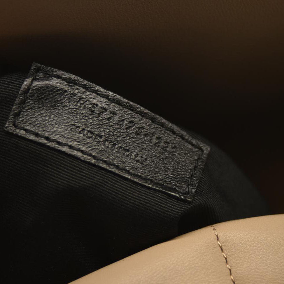 SAINT LAURENT Lambskin Quilted Medium Loulou Puffer Monogram Chain Satchel Dark Beige