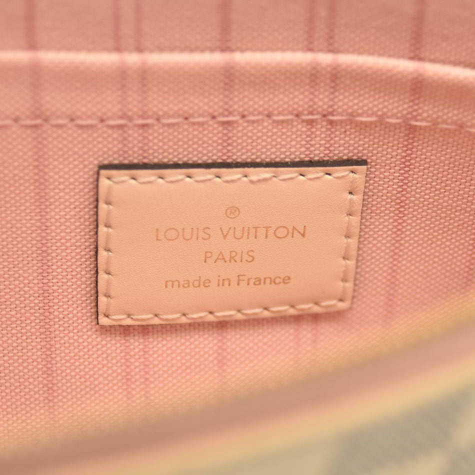 LOUIS VUITTON Damier Azur Neverfull MM Braided Strap Rose Ballerine