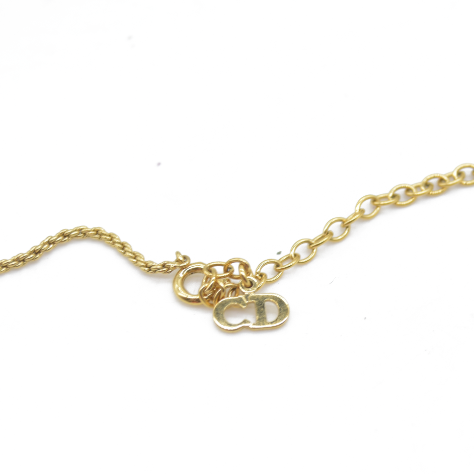 $600 Dior CD Logo Pendant Necklace Gold Plated