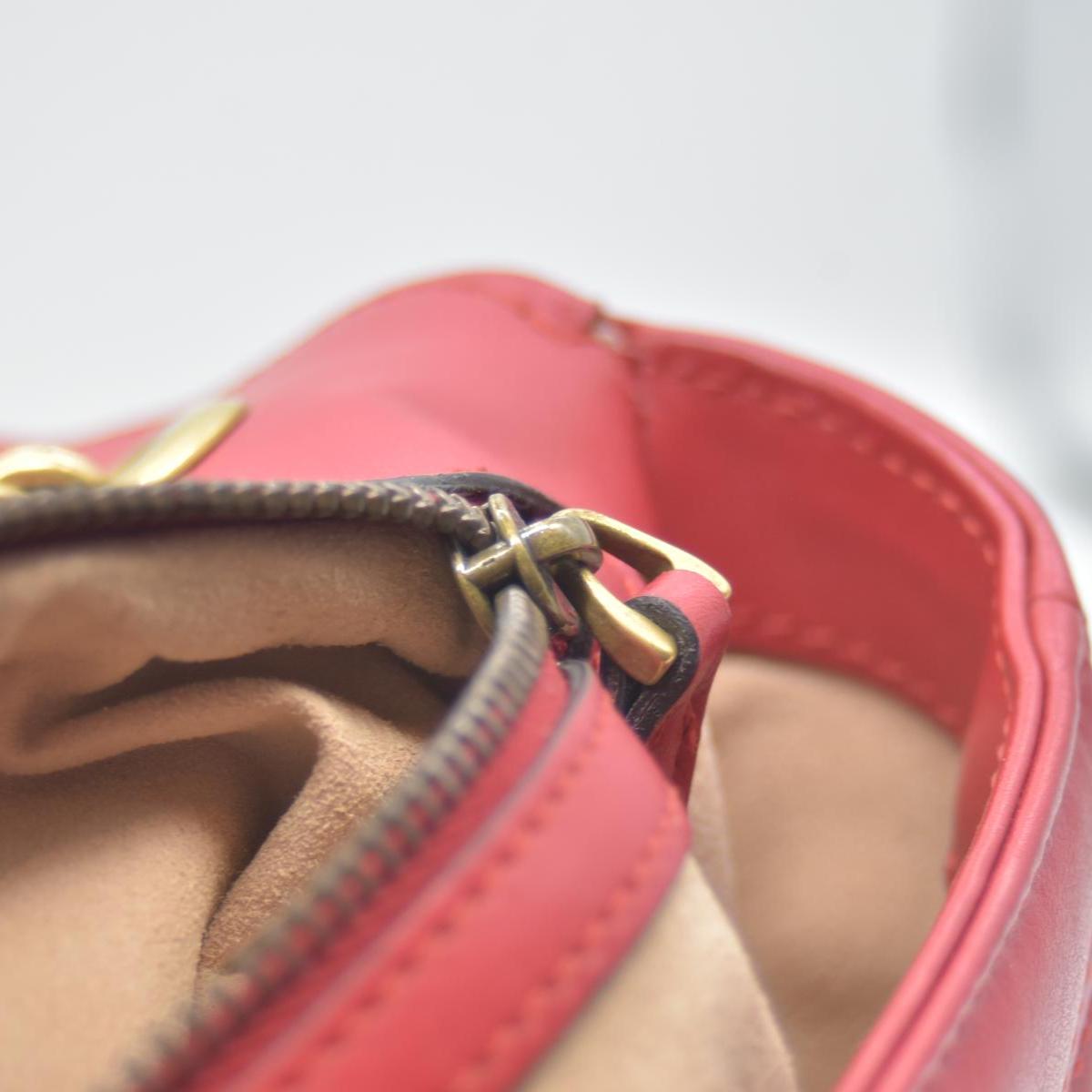 $2850 Gucci Calfskin Matelasse Small GG Marmont Shoulder Bag Red CONSIGNMENT