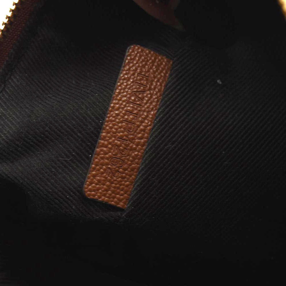 BURBERRY Pebbled Calfskin Logo Embossed Toiletry Bag Tan