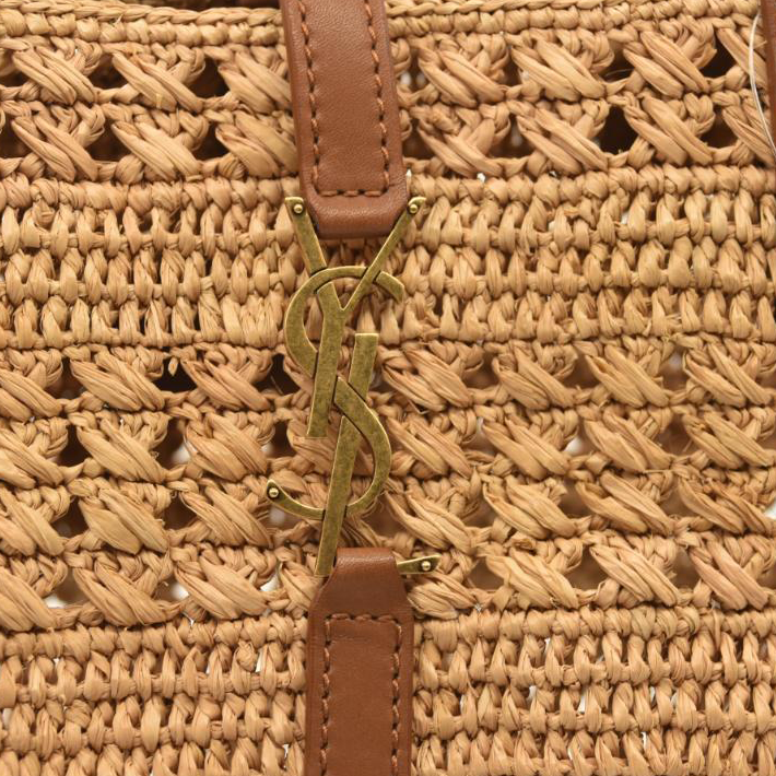 Saint Laurent Small Basket Raffia Tote Bag