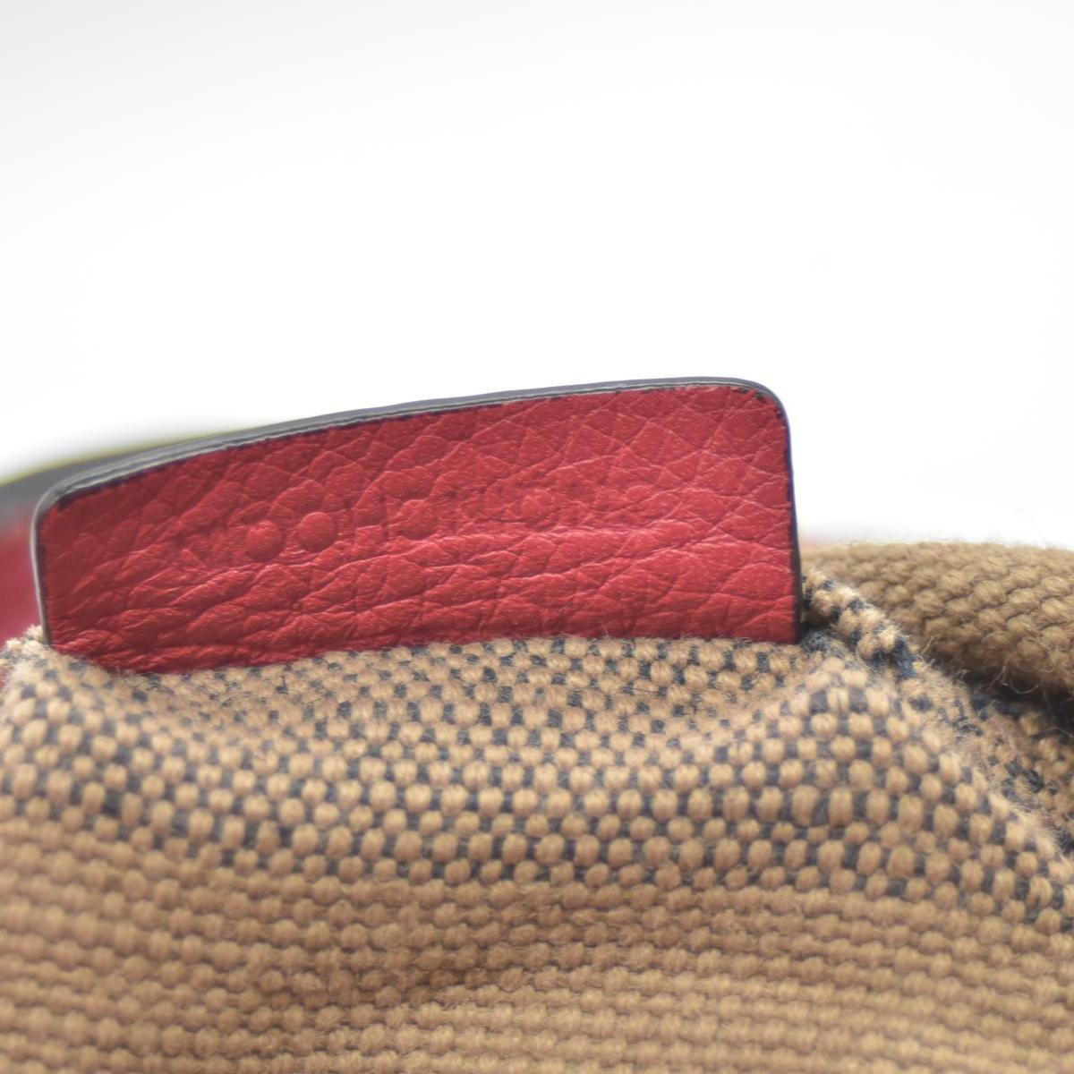 $1150 CONSIGNMENT BURBERRY Canvas Mega Check Medium Ashby Tassel Hobo Cinnamon Red