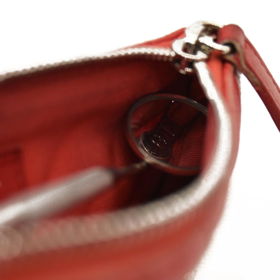 Chanel Flat Lambskin Chevron Quilted Small Cosmetic Case Red 26*