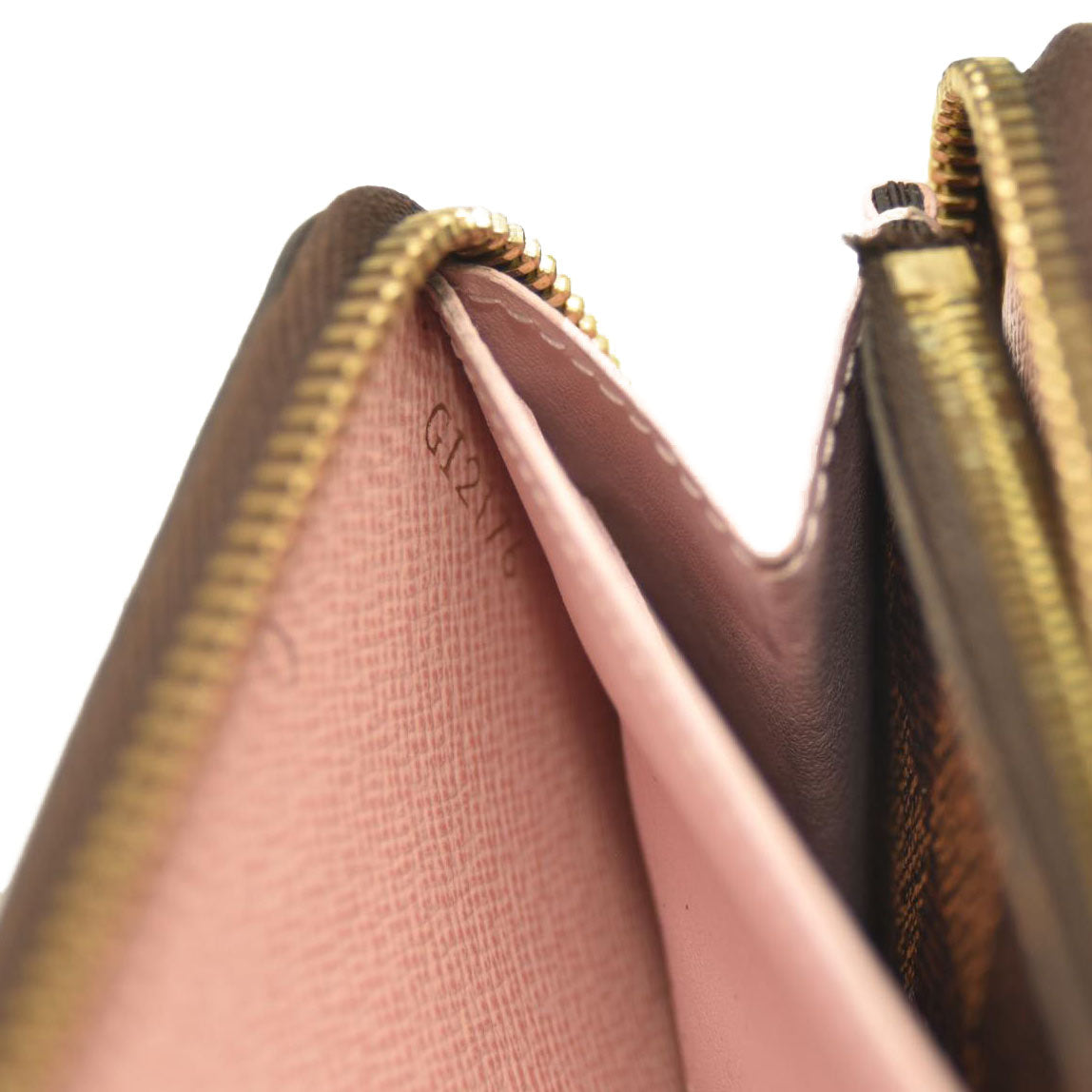 LOUIS VUITTON Damier Ebene Clemence Wallet Rose Ballerine G2176