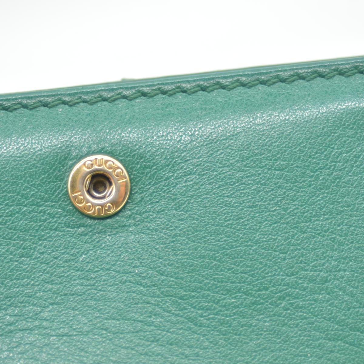 $580 Gucci Marmont Double G Logo Compact Wallet Emerald CONSIGNMENT