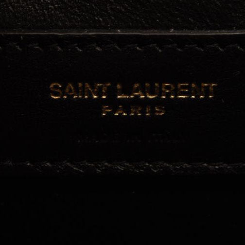 NEW Saint Laurent Grain De Poudre Textured Mixed Matelasse Triquilt Medium Monogram Satchel Black