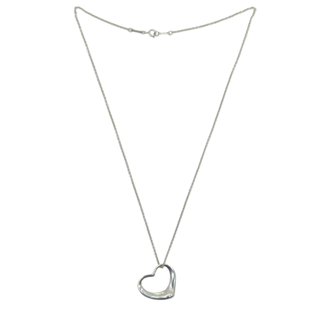 $750 Tiffany & Co Elsa Peretti Open Heart 26 mm XL Vintage Sterling Silver Necklace