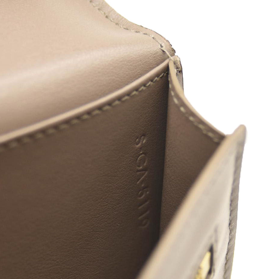 CELINE Grained Calfskin Medium Multifunction Strap Wallet Gray Beige