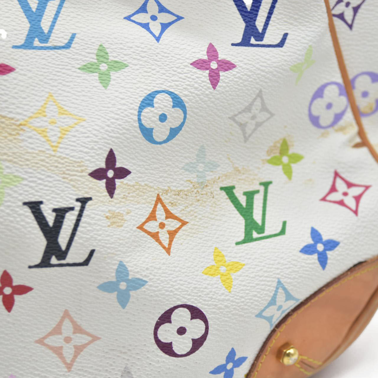 $2410 Louis Vuitton Monogram Murakami Greta White