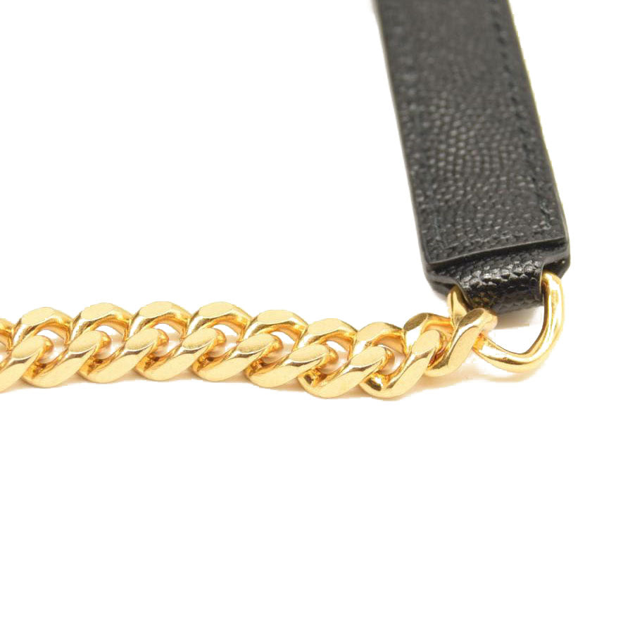 SAINT LAURENT Grain De Poudre Textured Mixed Matelasse Triquilt Medium Monogram Satchel Black