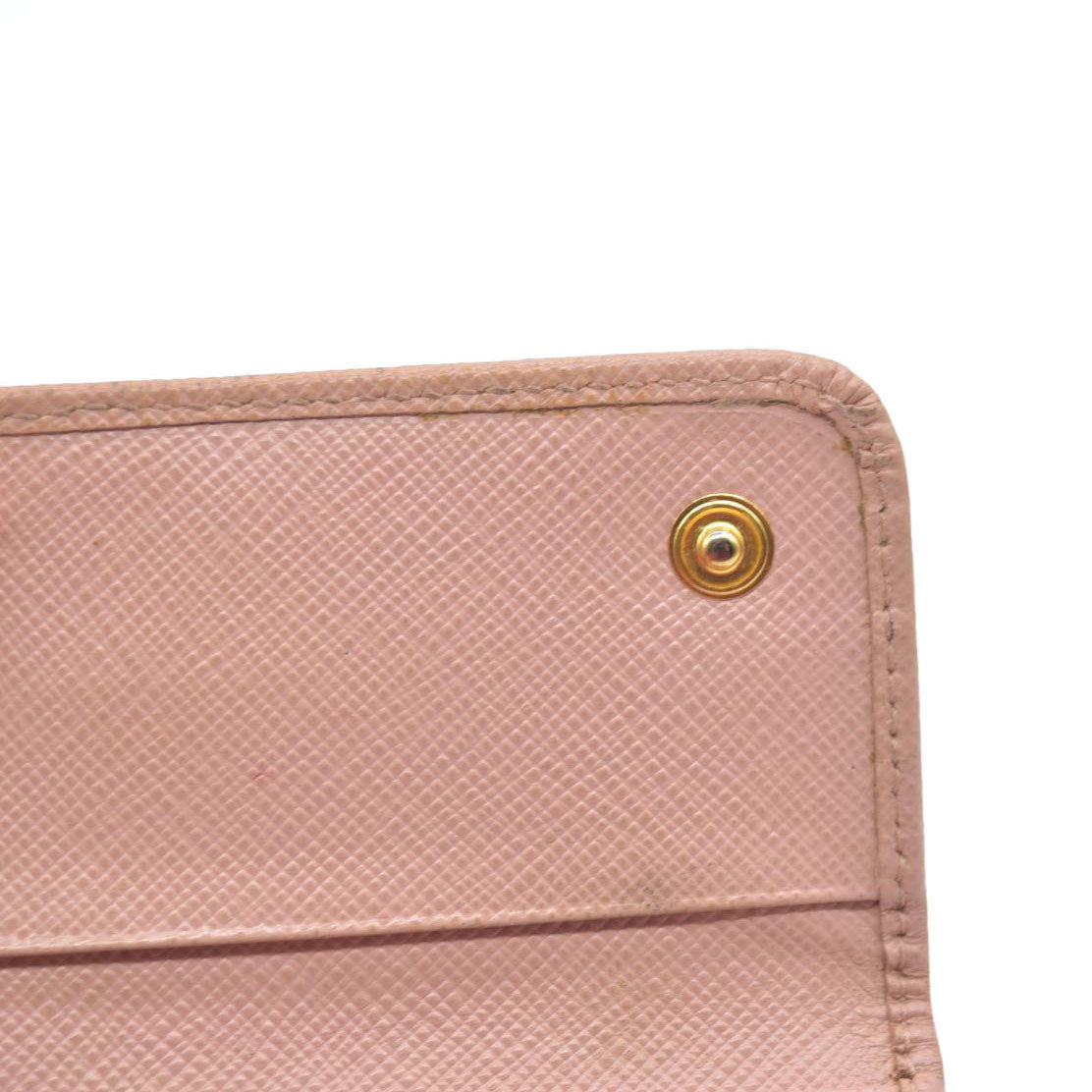 $345 Prada Saffiano Metal 6 Key Holder Beige Pink