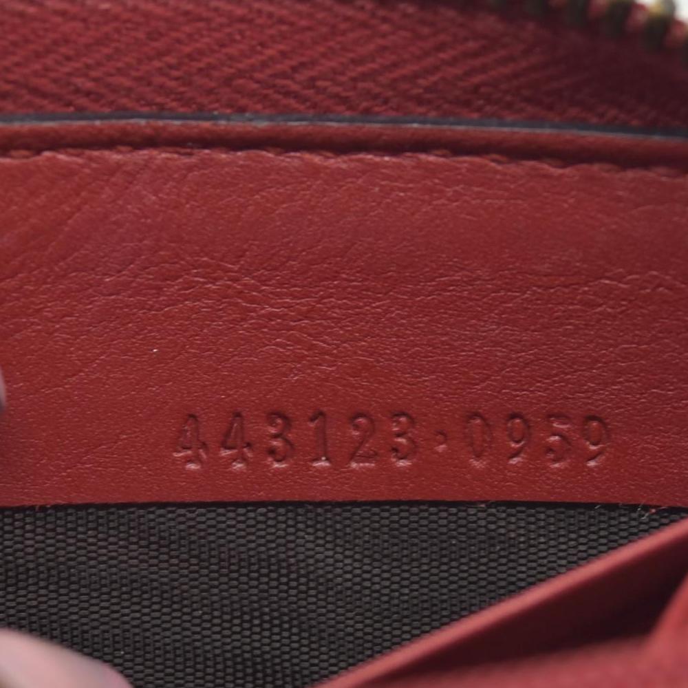 $830 Gucci Calfskin Matelasse GG Marmont Zip Around Wallet Hibiscus Red CONSIGNMENT