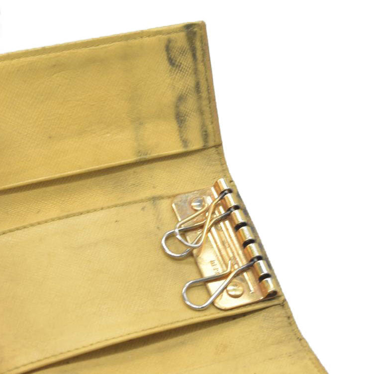 Prada Saffiano Nylon Metal 6 Key Holder Yellow