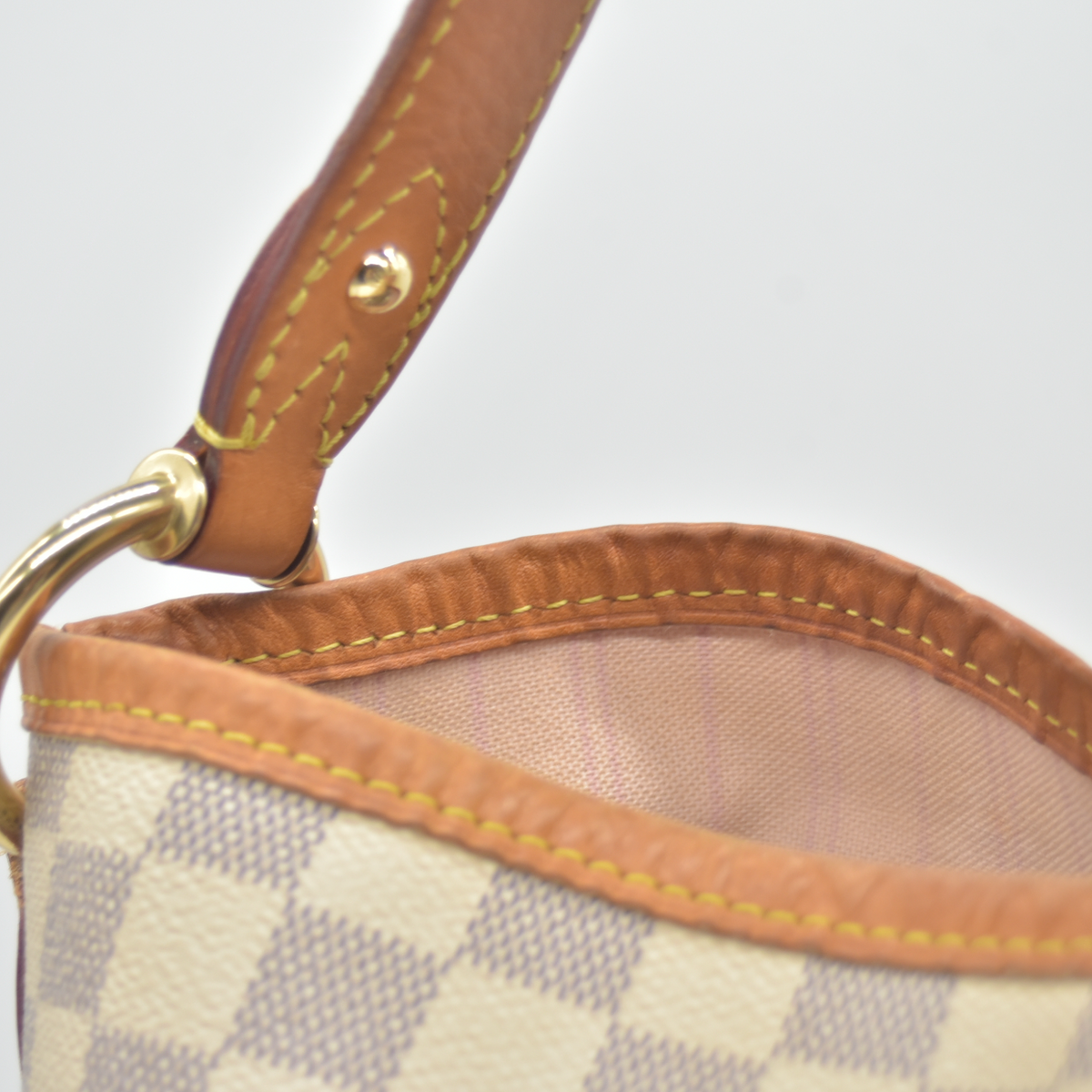 $1250 2017 Louis Vuitton Damier Azur Delightful PM Rose Ballerine RI4127