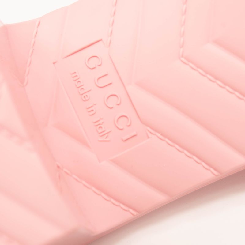 NEW Gucci Rubber Logo Platform Slide Sandal Pink EU 40