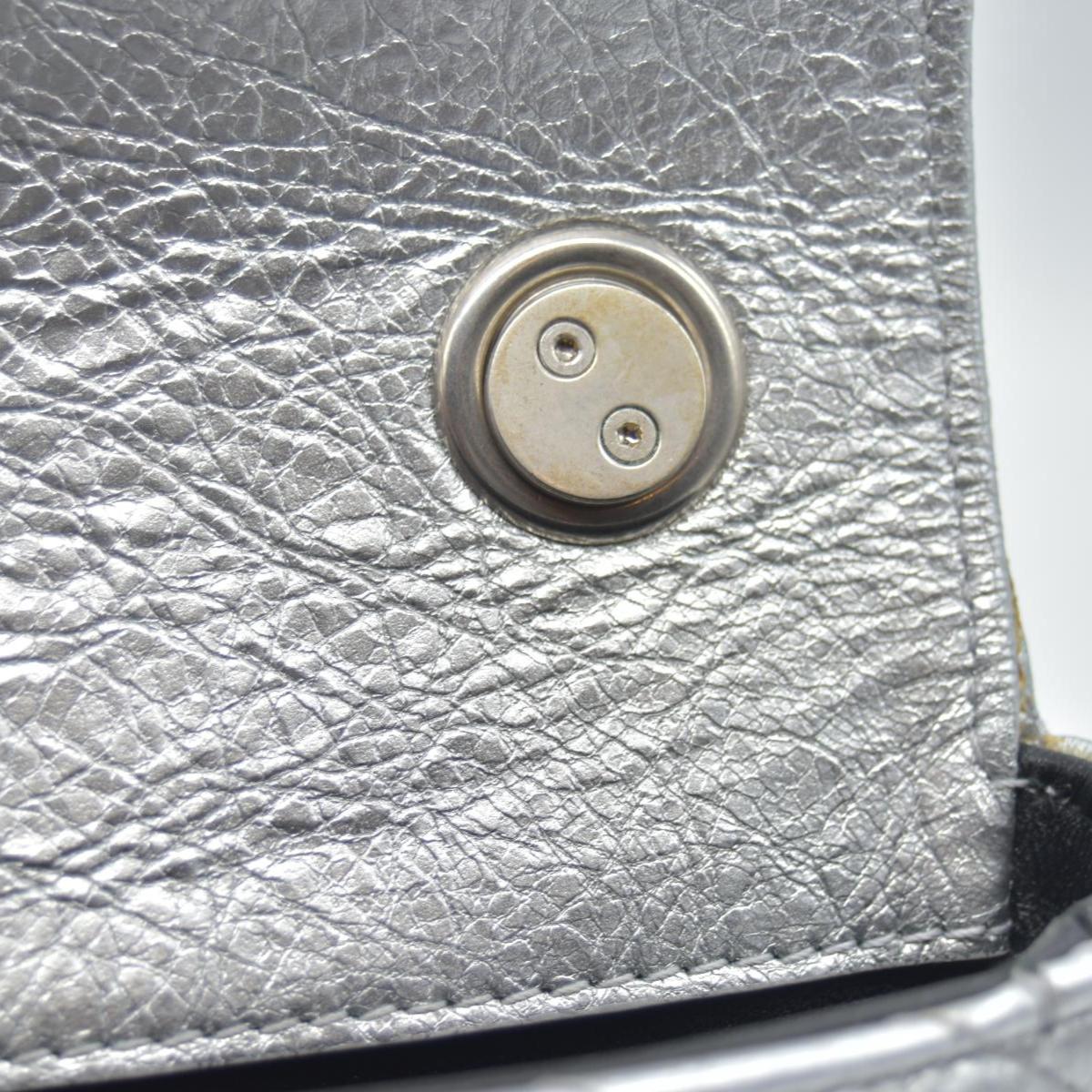 $2250 2018 Balenciaga Metallic Arena Calfskin Logo Matelasse S BB Round Shoulder Bag Argent