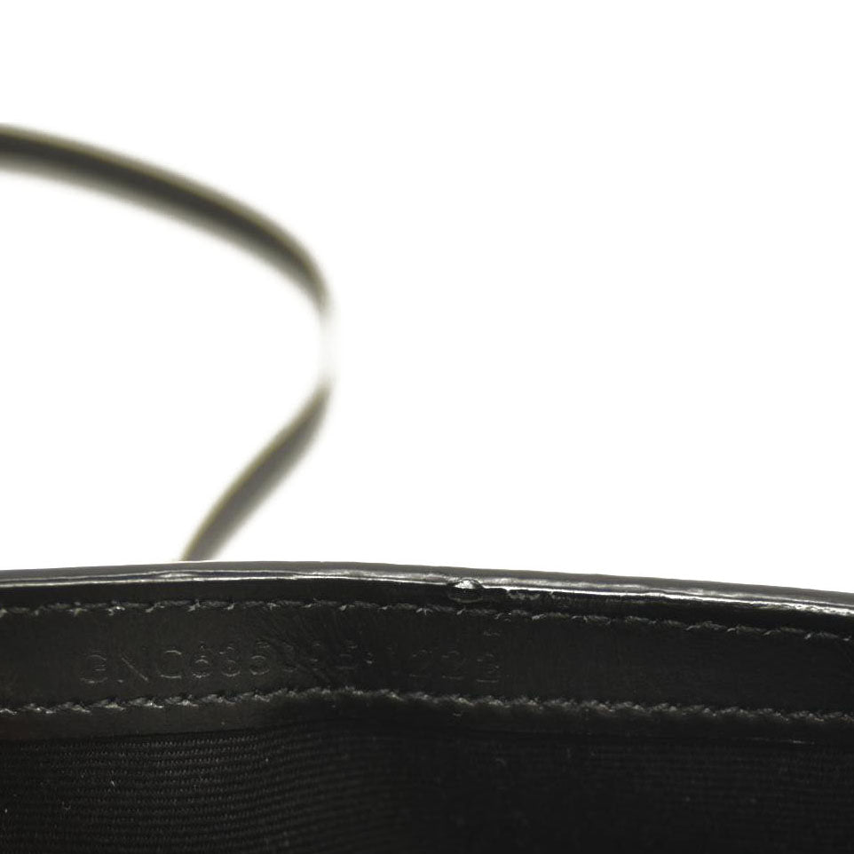 SAINT LAURENT Crocodile Embossed Monogram Phone Holder Crossbody Black