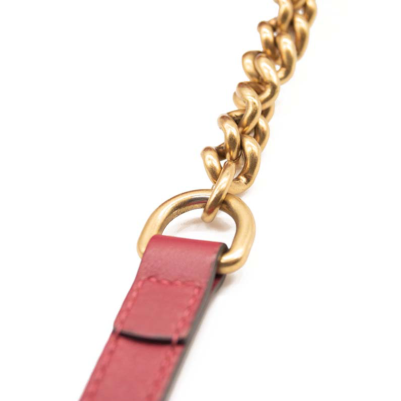 GUCCI Velvet Matelasse GG Marmont Chain Shoulder Bag Light Raspberry Rose