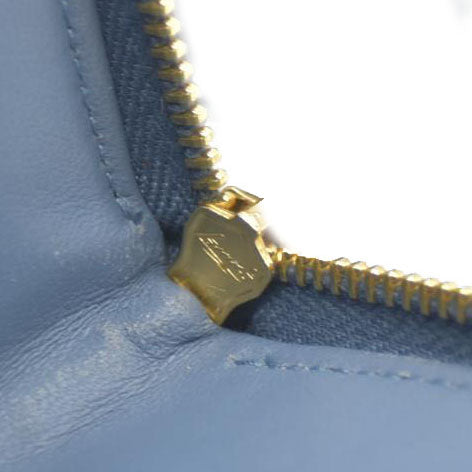 PRADA Logo Saffiano Leather Zippy Coin Purse Wallet Blue