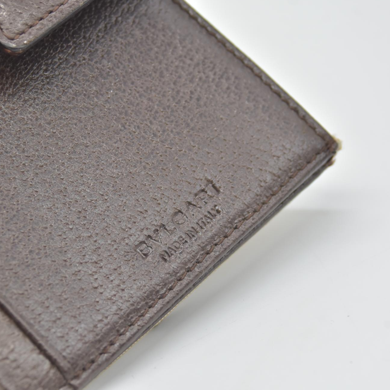 $900 BVLGARI Classico Logo Mania Canvas Leather Bifold Long Wallet