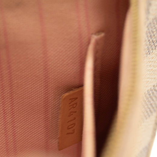 LOUIS VUITTON Damier Azur Neverfull MM GM Pochette Rose Ballerine