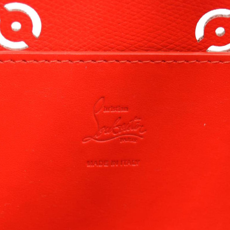 CHRISTIAN LOUBOUTIN Calfskin Loubinthesky Large Perforated Cabarock Spikes Tote Black