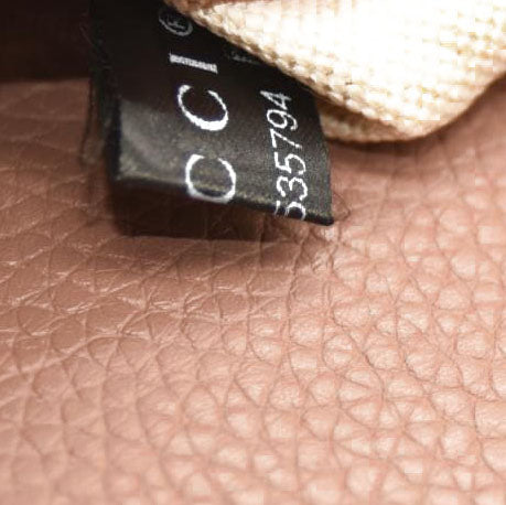 GUCCI Calfskin Medium GG Marmont Top Handle Bag Dark Beige