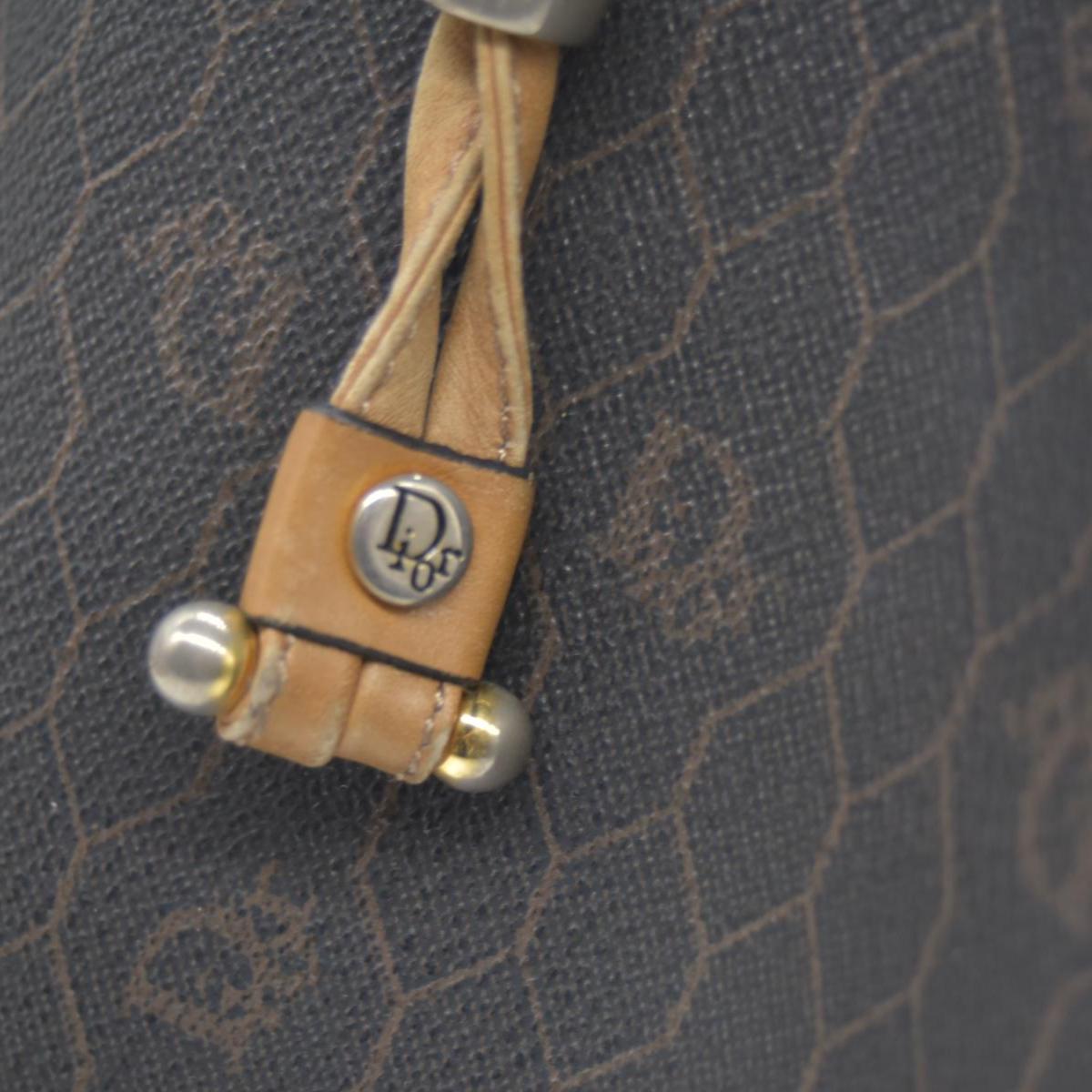 $1150 Christian Dior Vintage Coated Canvas Honeycomb Bucket Bag Tan Brown CONSIGNMENT