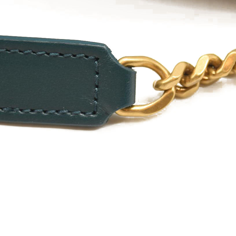 NEW SAINT LAURENT Calfskin Y Quilted Monogram Small Loulou Chain Satchel Turquoise