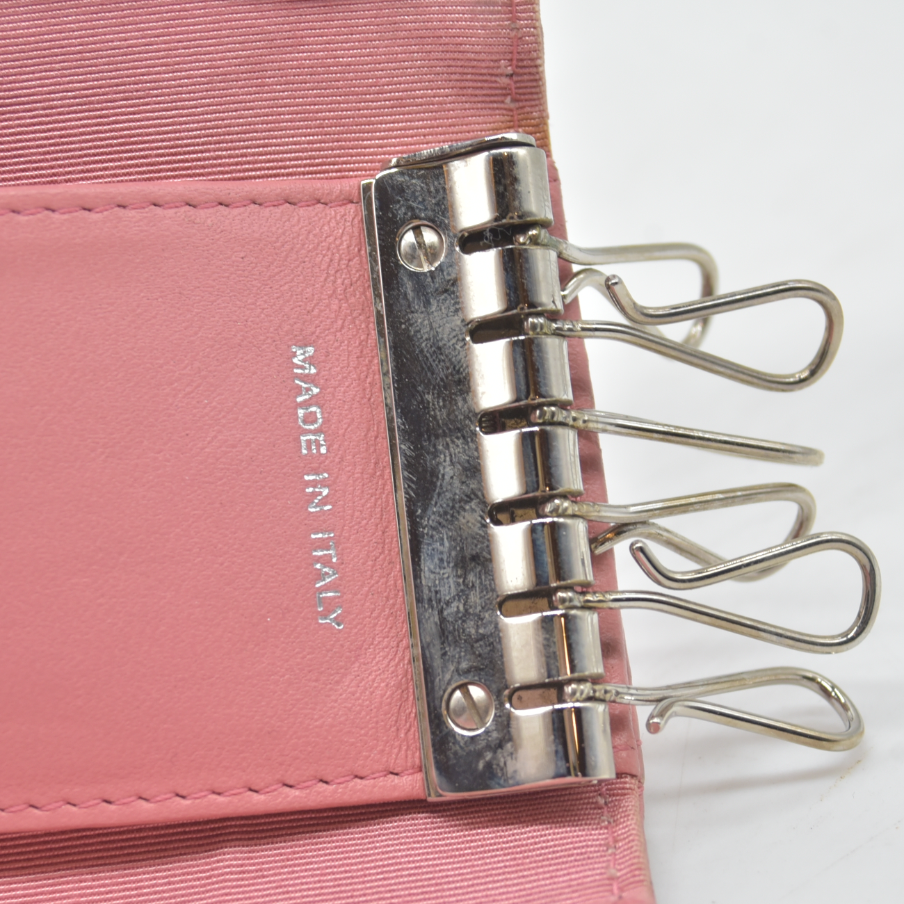 $675 2012 CHANEL Lambskin Quilted 6 Key Holder Pink