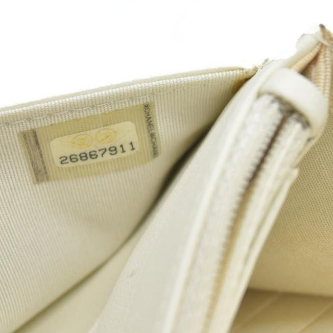 $3425 Chanel Caviar Quilted Boy Wallet On Chain WOC White