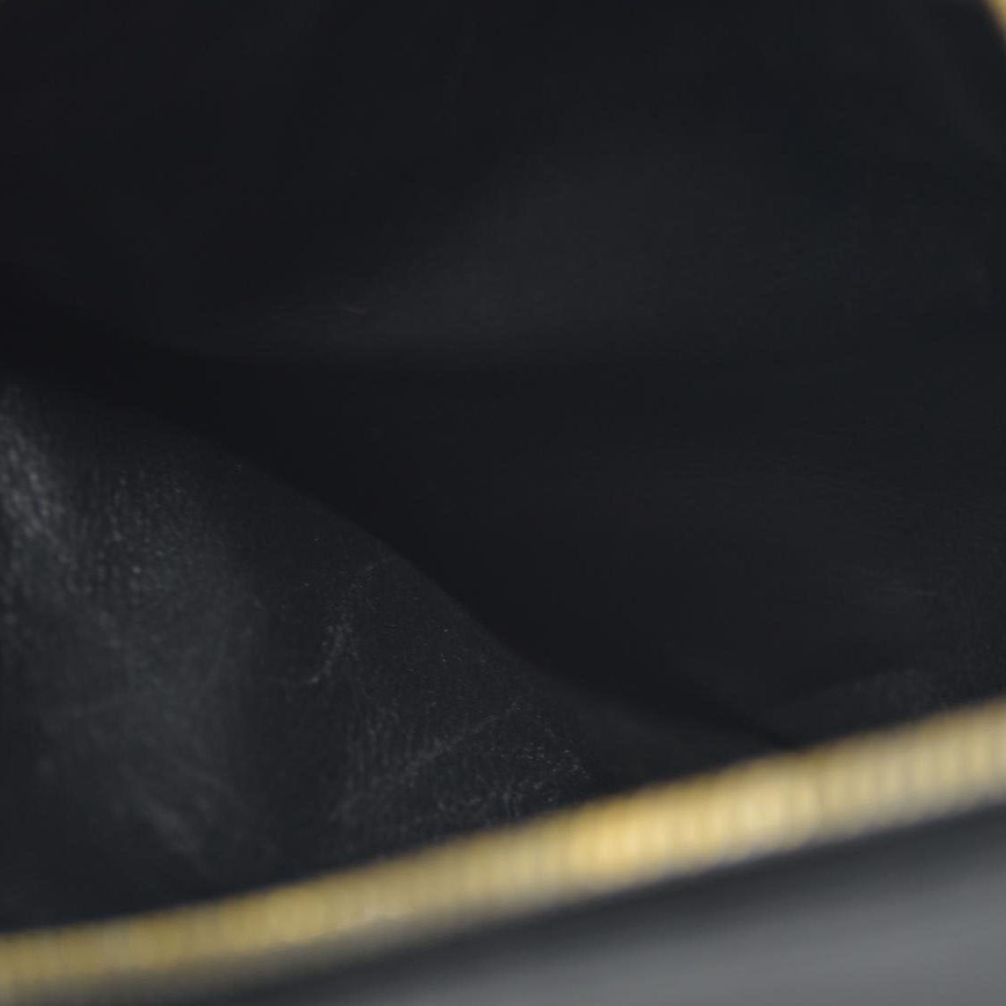 BALENCIAGA Logo Cash Pouch Leather Pouch Bag w/Strap Black Wristlet