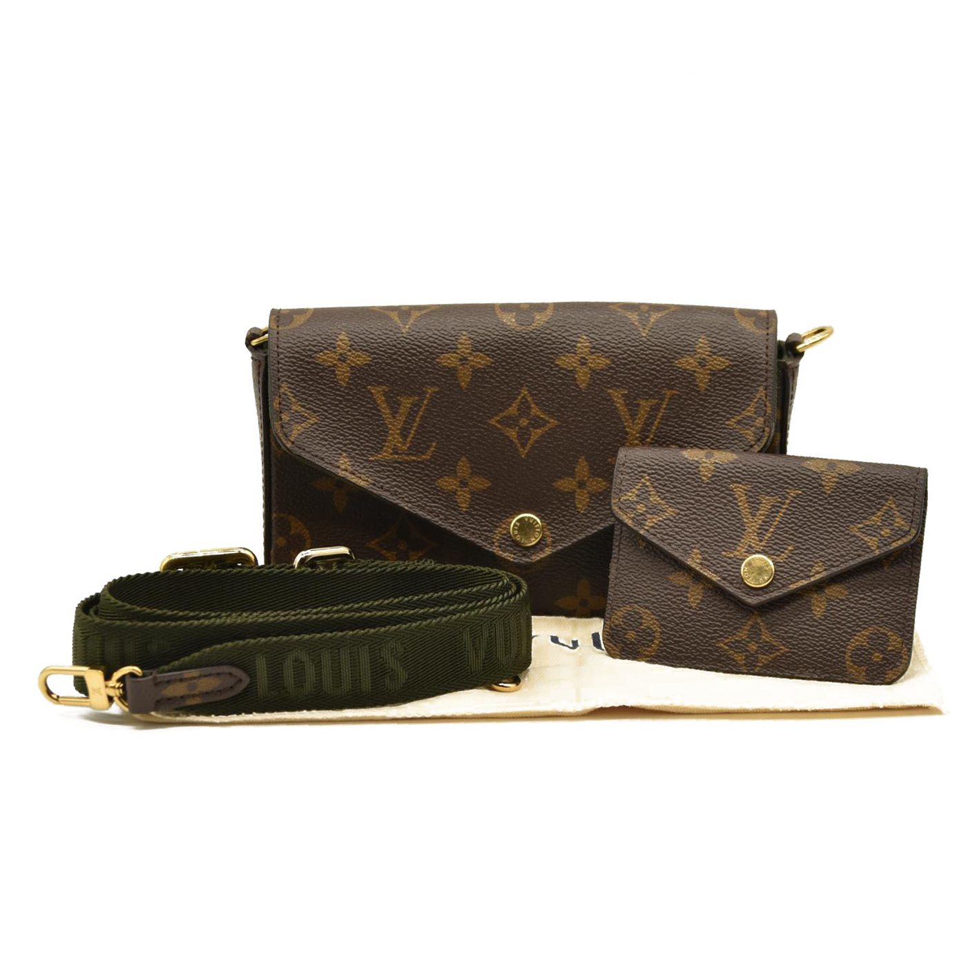 RFID Louis Vuitton Monogram Felicie Strap & Go Kaki