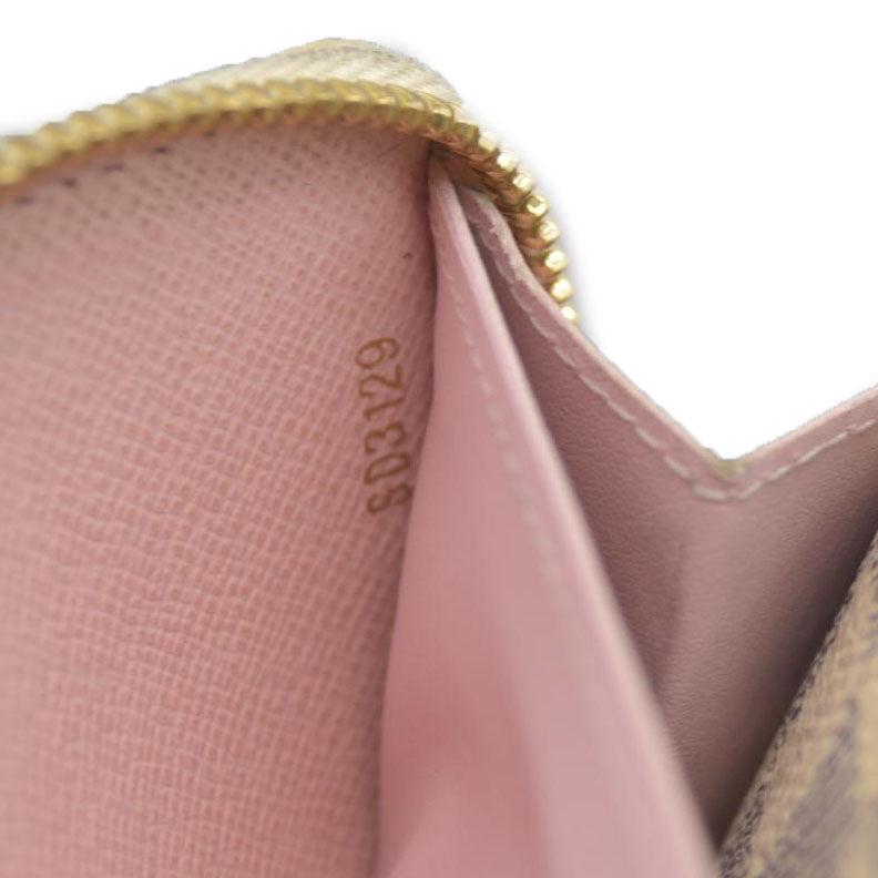 LOUIS VUITTON Damier Azur Clemence Wallet Rose Ballerine SD3129