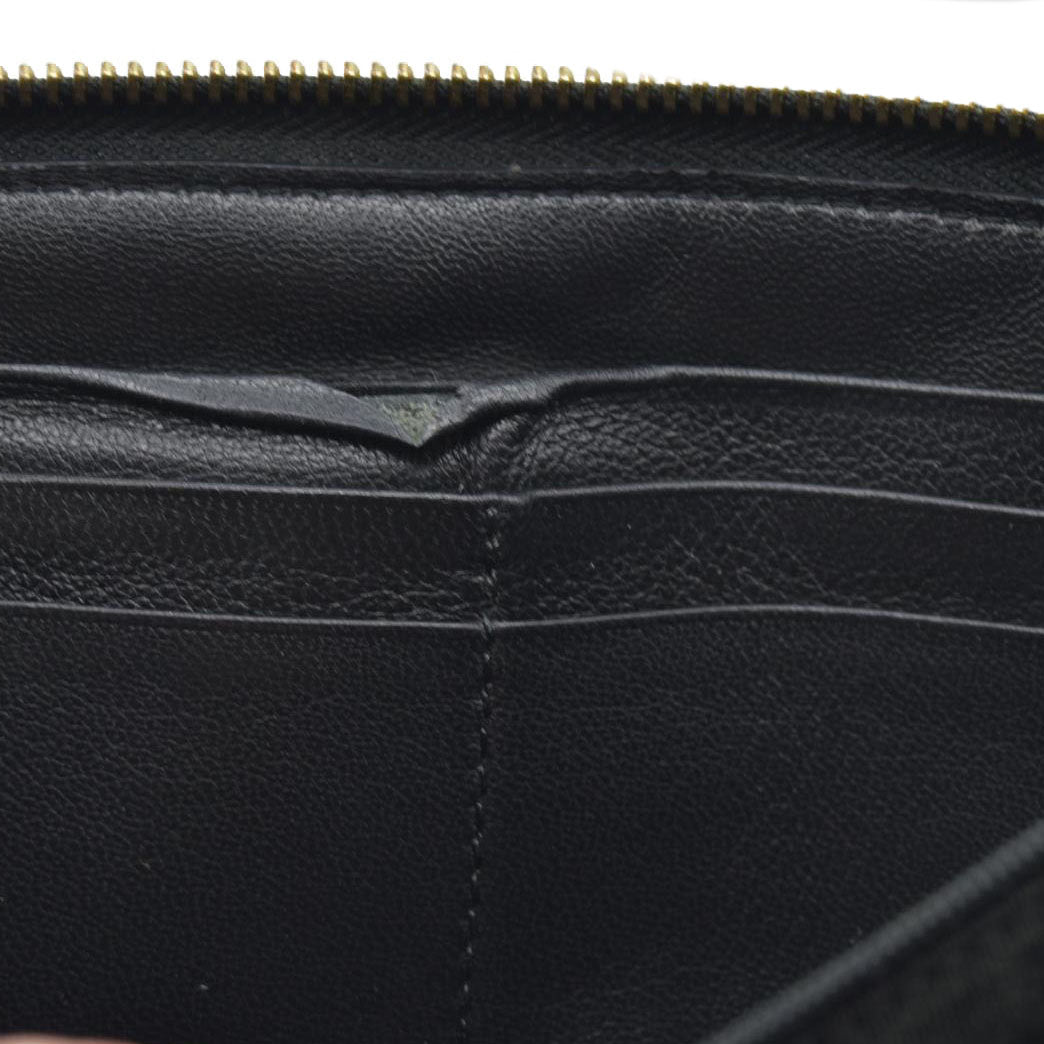 JIMMY CHOO Zip Around Leather Long Wallet Black with Star Studs