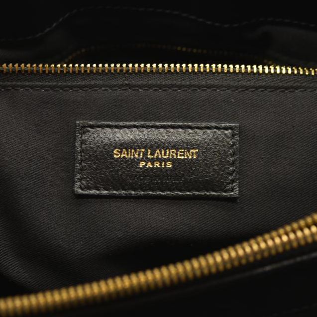 SAINT LAURENT Calfskin Y Quilted Monogram Large Loulou Shopper Black