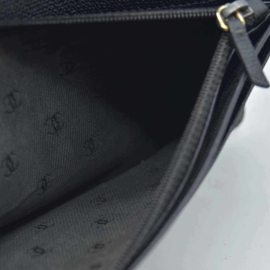 CHANEL CC Long Bifold Wallet Purse Leather Black