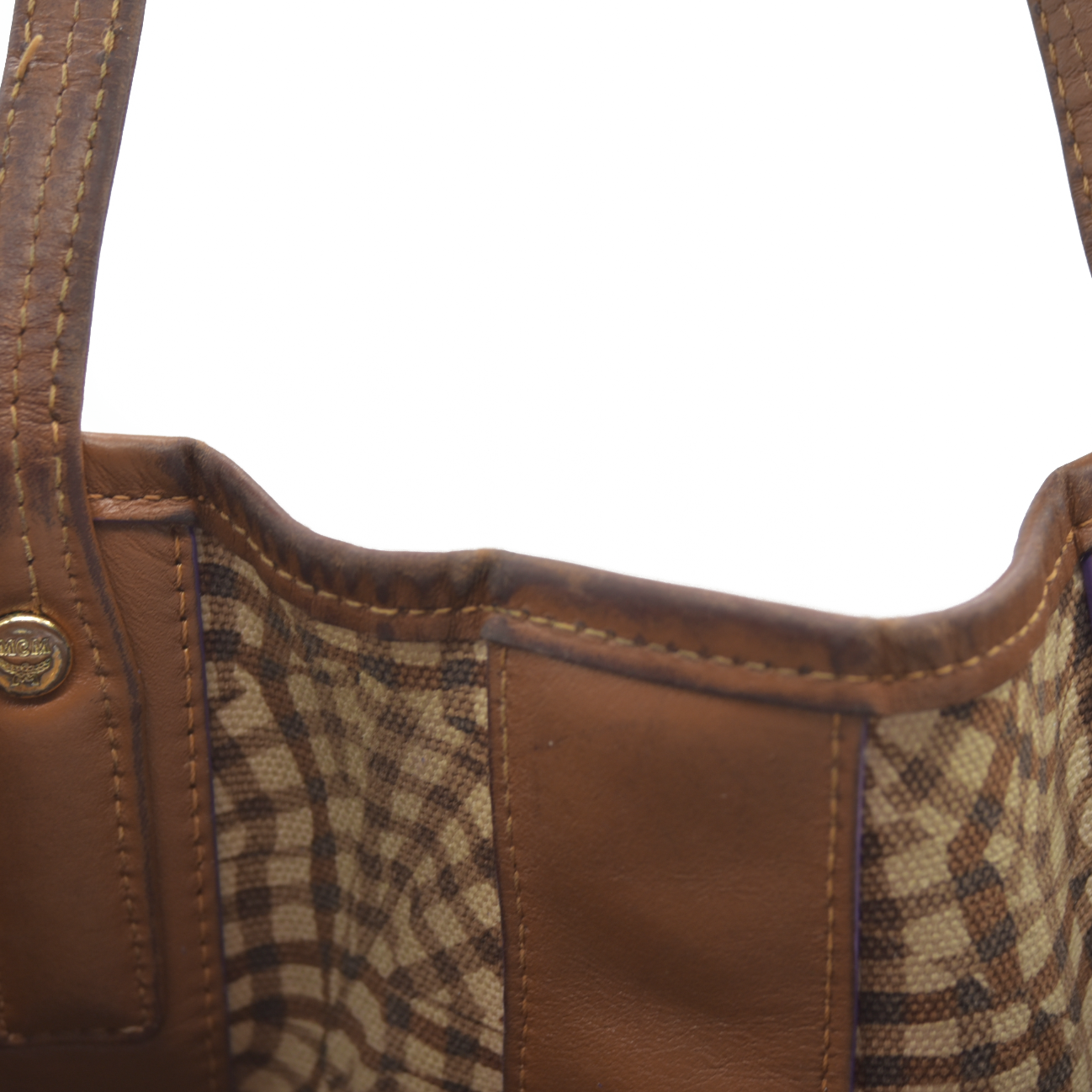 $740 MCM Visetos Large Liz Reversible Shopper Tote Cognac