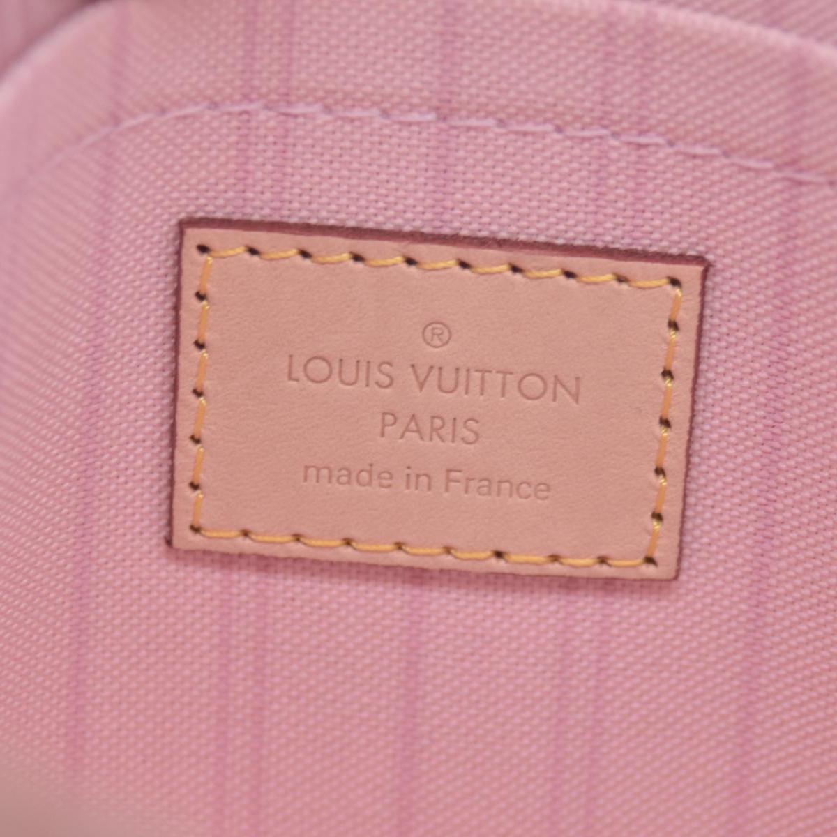 $600 Louis Vuitton Damier Azur Neverfull MM GM Pochette Rose Ballerine RFID CONSIGNMENT 10021146