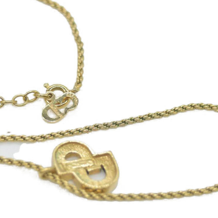 $440 Christian Dior CD Logo GP Necklace Gold CONSIGNMENT