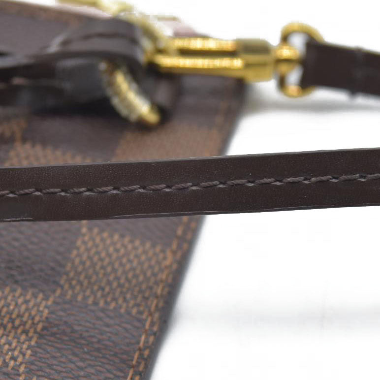 Louis Vuitton Damier Ebene Neverfull MM Pochette Rose Ballerine Wristlet