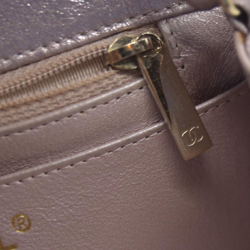 $5200 Chanel Metallic Lambskin Quilted Mini Square Flap Pink Purple
