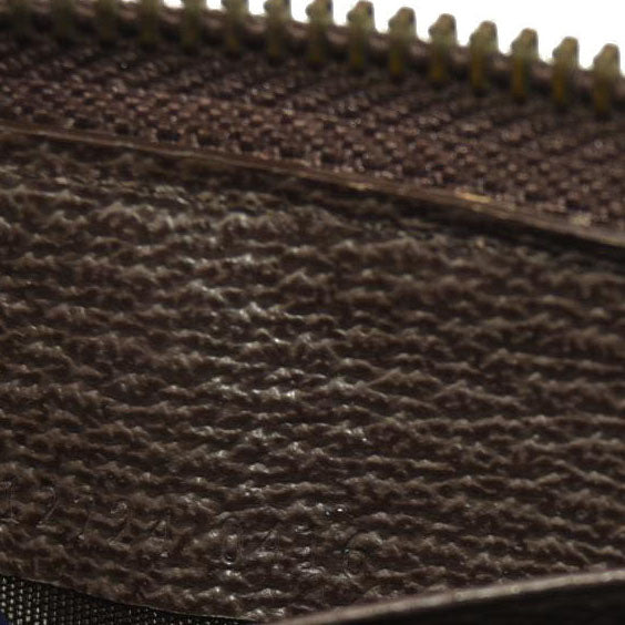 Gucci Monogram Metal Bar Zip Around Wallet Dark Brown