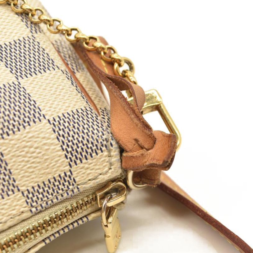 Louis Vuitton Damier Azur Eva Crossbody Shoulder Bag White Chain SN0192