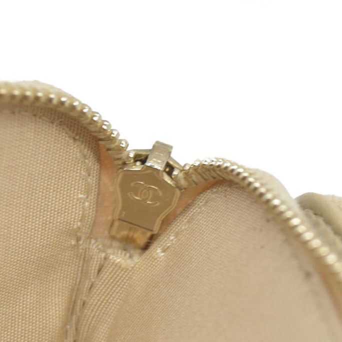 $4950 Chanel Canvas Small Deauville Clutch Beige With Pearl Chain