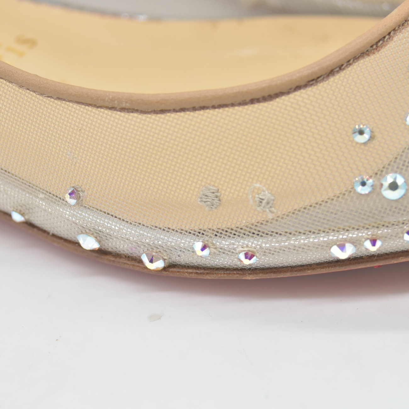 $995 Christian Louboutin Crystal Strass Follies Flats 36.5 Silver