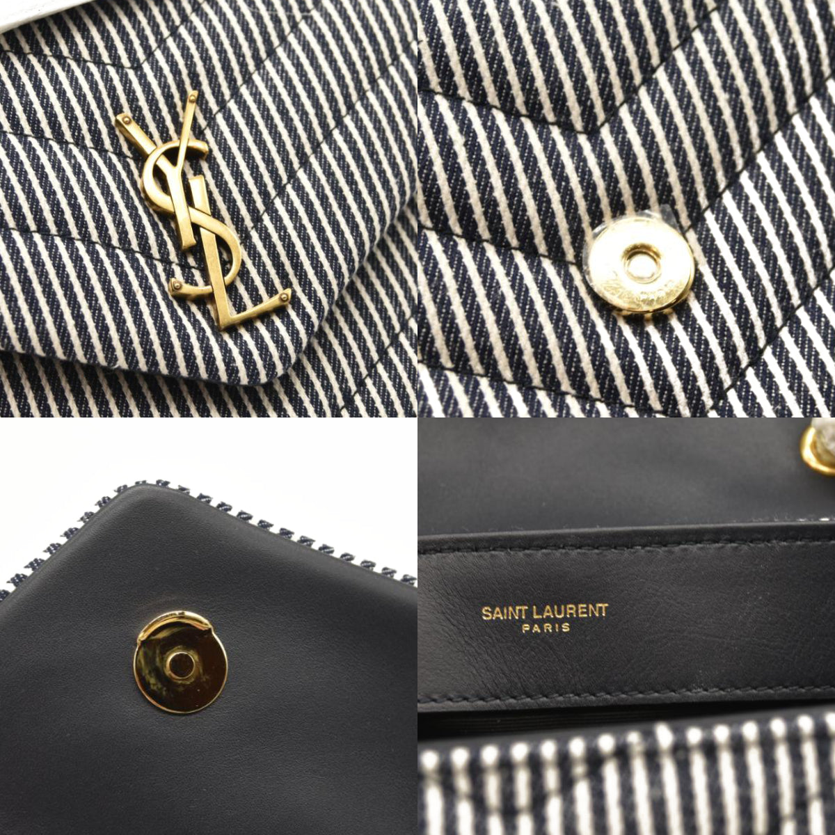 NEW Saint Laurent Loulou Small in Striped Denim