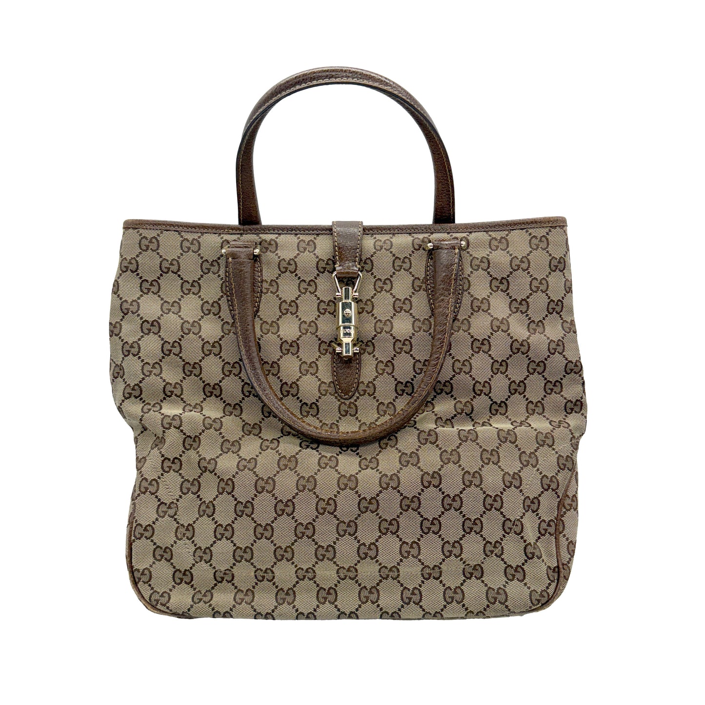 CONSIGNMENT Gucci GG Canvas Jackie Piston Lock Tote
